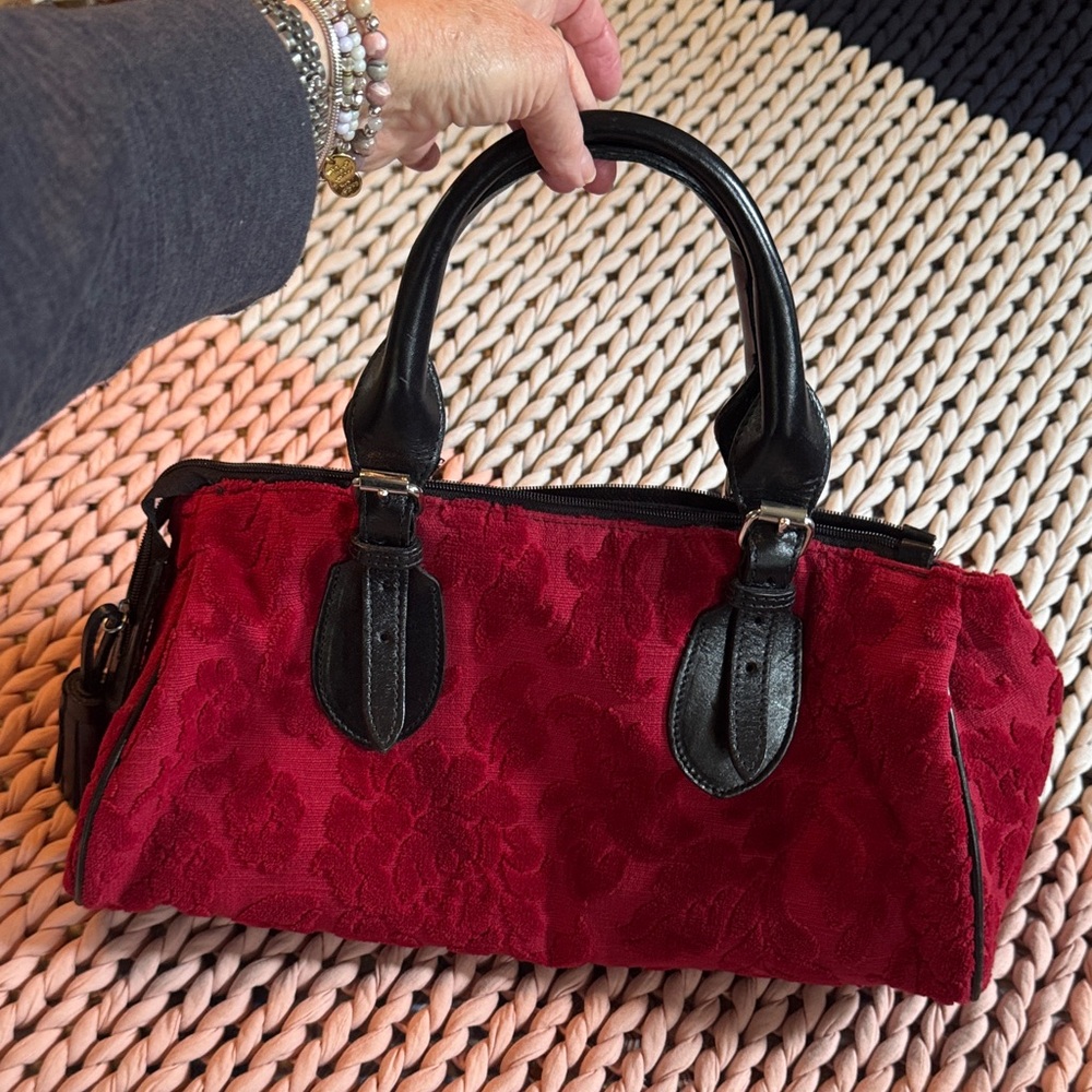 Glenda Gies Red Floral Handbag
